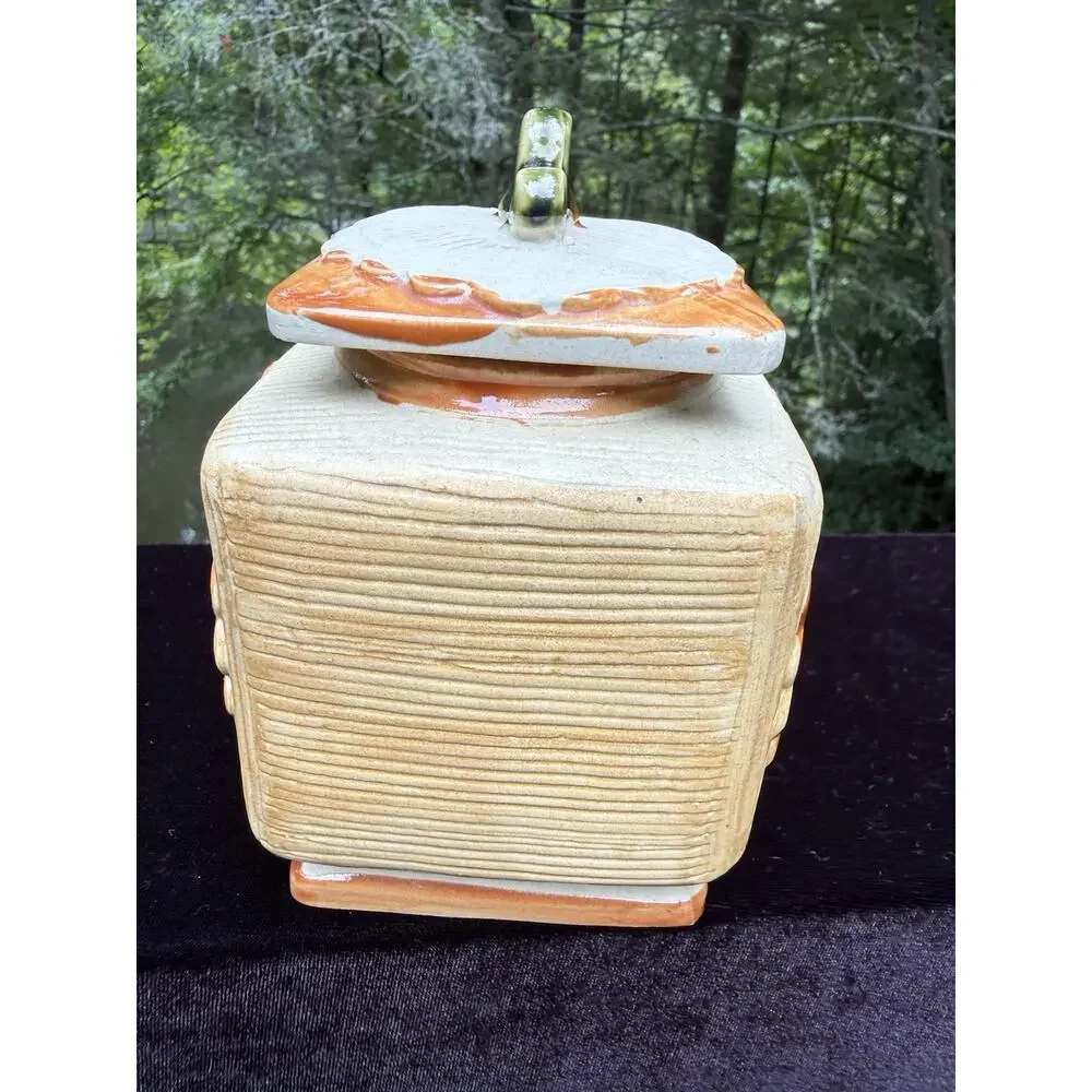 Vintage MCM 1960’s Owl Pottery Tea Jar With Cork Lid Rare!